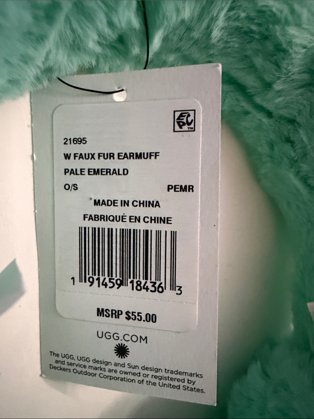 UGG Plush Ear Muffs in Mint Green - Picture 2 of 7